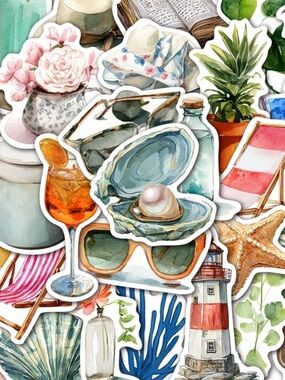 50 Nantucket Seaside Stickers | Coastal Cottage Aesthetic | Cape Cod